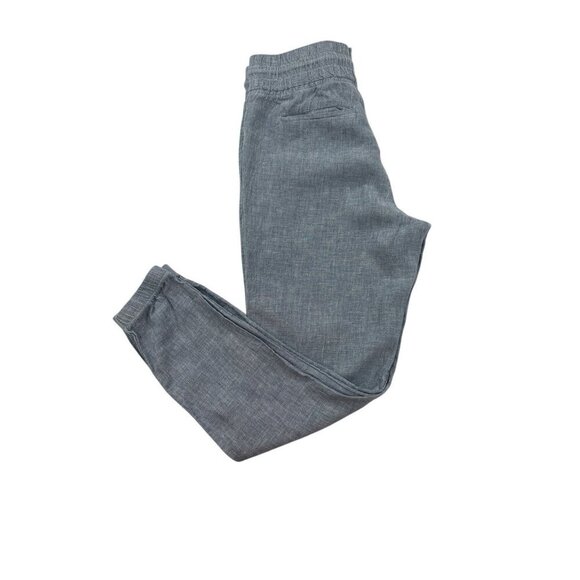 Athleta Cabo Linen Jogger Pants Womens Size 4 Chambray Blue Zip Pockets - Picture 3 of 6